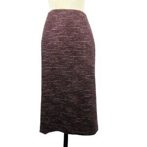 Lafayette 148 Skirt Pencil Midi Burgundy Metallic Thread Size 6 $348 Luxury